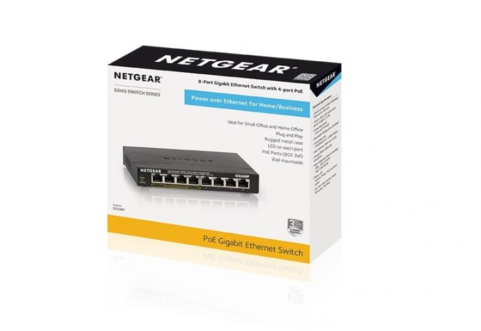 Комутатор NETGEAR GS308P 4xGE PoE (53Вт), 4xGE, некерований