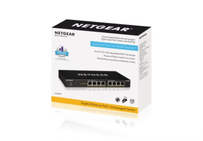 Комутатор NETGEAR GS308PP 8xGE PoE+ (83Вт), FlexPoE, некерований