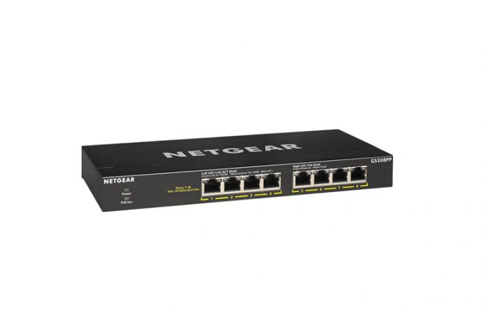 Комутатор NETGEAR GS308PP 8xGE PoE+ (83Вт), FlexPoE, некерований