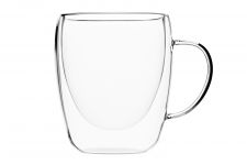 Набір чашок з ручками Ardesto з подвійними стінками, 300 мл, H 10,5 см, 2 од., боросилікатне скло