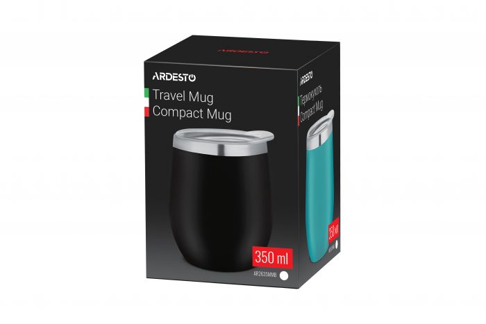 Термокухоль Ardesto Compact Mug 350 мл, чорний, нержавіюча сталь