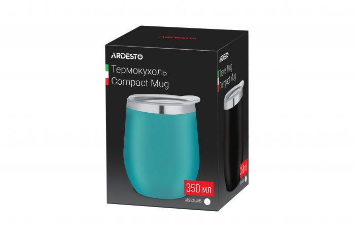 Термокухоль Ardesto Compact Mug 350 мл, голубий, нержавіюча сталь
