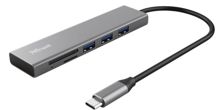 USB-хаб Trust HALYX FAST 3USB+CARD READER USB-C ALUMINIUM