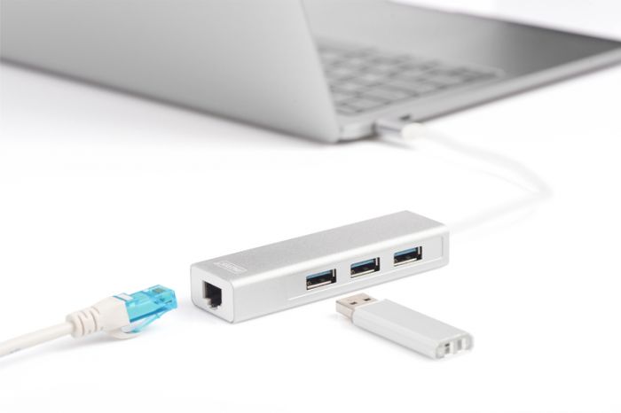 Концентратор DIGITUS DIGITUS USB-C - USB 3.0 3 Port Hub + Gigabit Ethernet