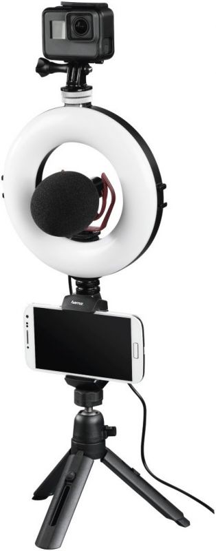 Штатив зі світлодіодним кільцем Ring Light Kit Hama SpotLight Work Area 67 Bluetooth Black