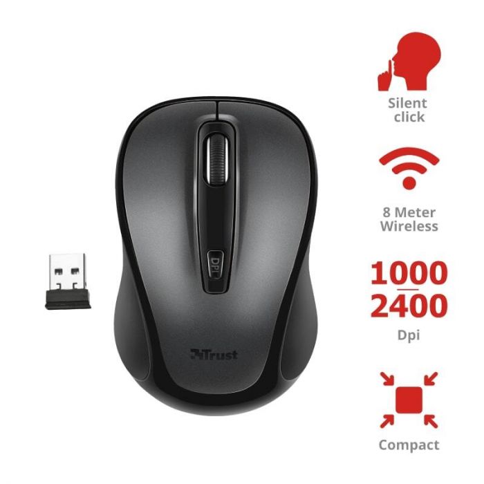 Миша TRUST SIERO SILENT WIRELESS MOUSE BLACK