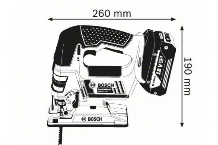 Лобзик Bosch GST 18 V-LI B, акум., 18В, хід 23мм, 2,1кг, Solo