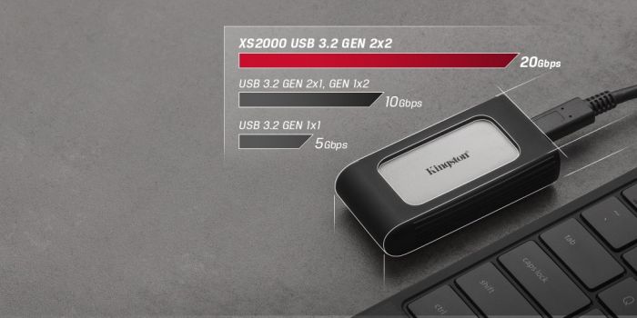 Портативний SSD Kingston 1TB USB 3.2 Gen 2x2 Type-C XS2000