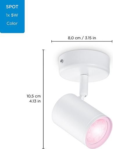 Світильник точковий накладний розумний WiZ IMAGEO Spots, 1х5W 2200-6500K RGB білий