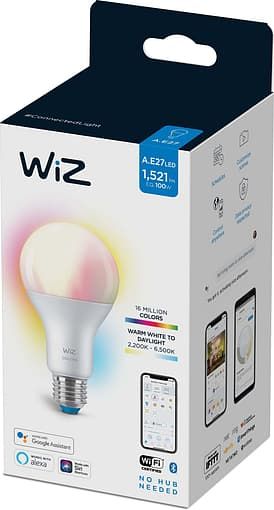 Лампа розумна WiZ, E27, 13W, 100W, 1521Lm, A67, 2200-6500K, RGB, Wi-Fi