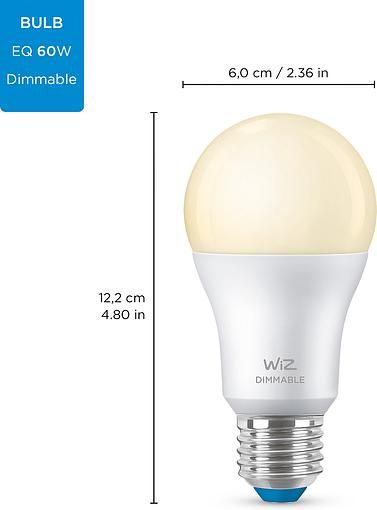 Лампа розумна WiZ, E27, 8W, 60W, 806Lm, A60, 2700K, Wi-Fi