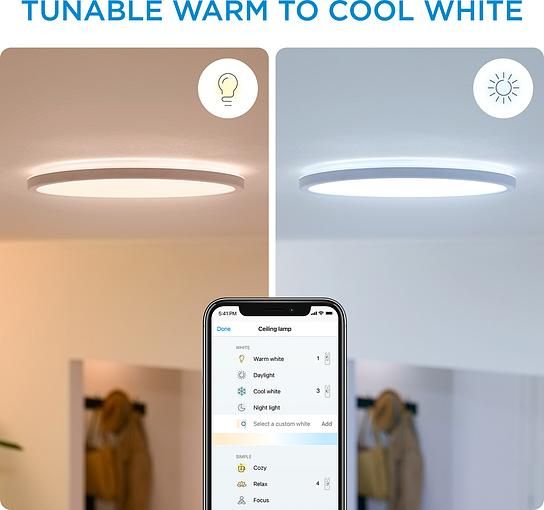 Світильник стельовий розумний WiZ SuperSlim Ceiling, 16W, 1500lm, 29,2см, 2700-6500K, Wi-Fi, білий