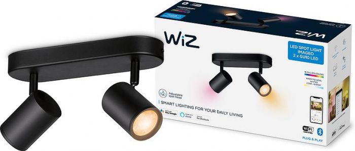 Світильник точковий накладний розумний WiZ IMAGEO Spots, 2х5W, 2200-6500K, RGB, Wi-Fi, чорний