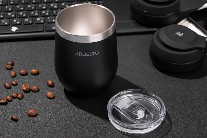 Термокухоль Ardesto Compact Mug 350 мл, чорний, нержавіюча сталь