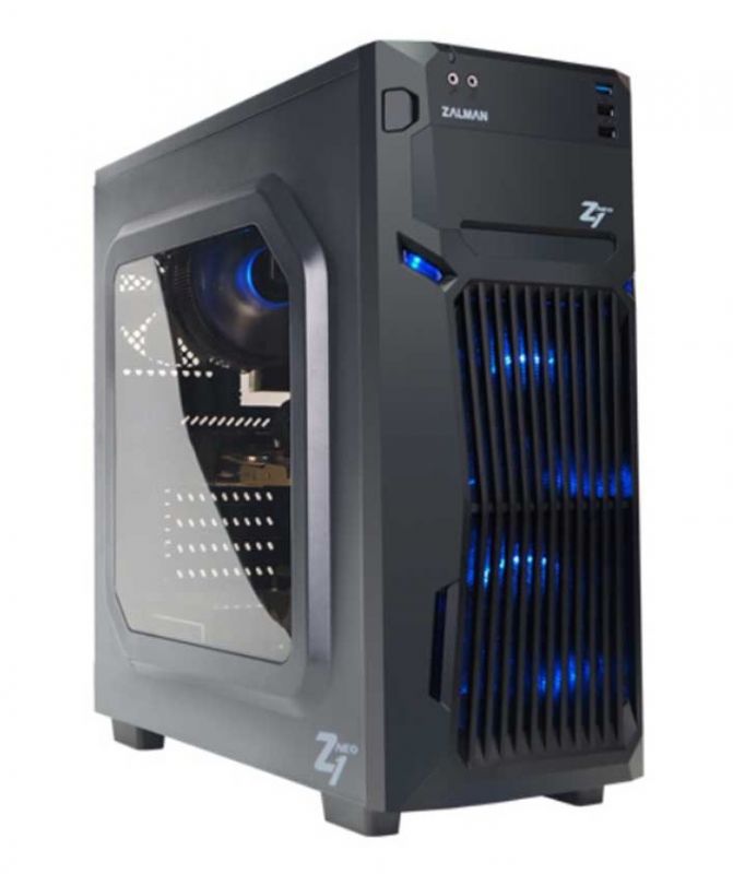 Корпус Zalman Z1 NEO, MidT, 2xUSB2.0,1xUSB3.0, 2x120 Blue LED, 1x120мм,акрил(вікно),без БЖ,чорний