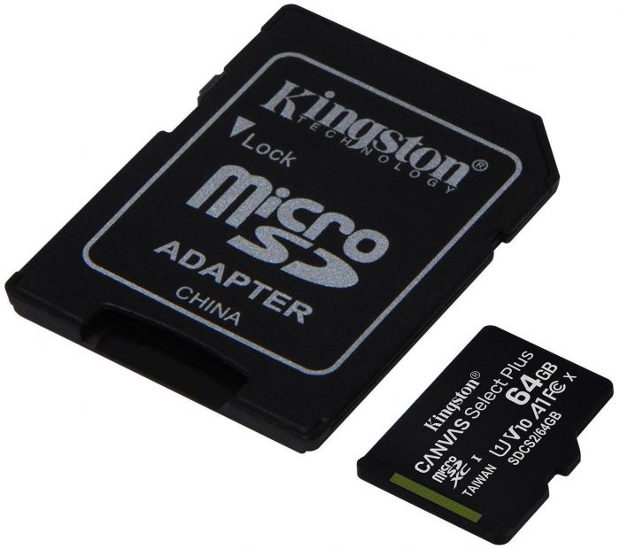 Карта пам'яті Kingston 64GBx2 microSDXC C10 UHS-I R100MB/s Canvas Select Plus + SD