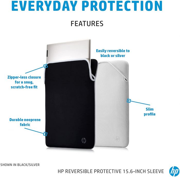 Чохол для ноутбука HP, Reversible Protective, 14", неопрен, чорний/сірий
