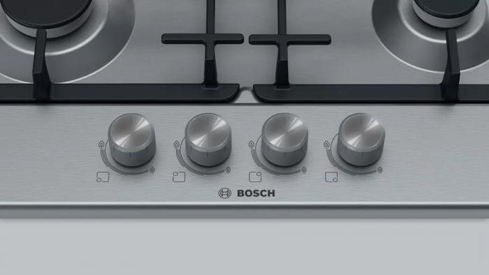 Варильна поверхня газова Bosch PGH6B5O93R -60см/чавун/газ-контроль/WOK/нерж