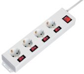 Мережевий подовжувач Hama 4XSchuko 3G*1.5мм 1.4м з окремим включенням кожної розетки White