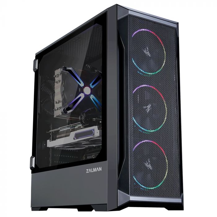 Корпус Zalman Z8 MS, MidT, 1xUSB2.0, 2xUSB3.0, 4x120мм RGB, скло (бічна панель), без БЖ, чорний