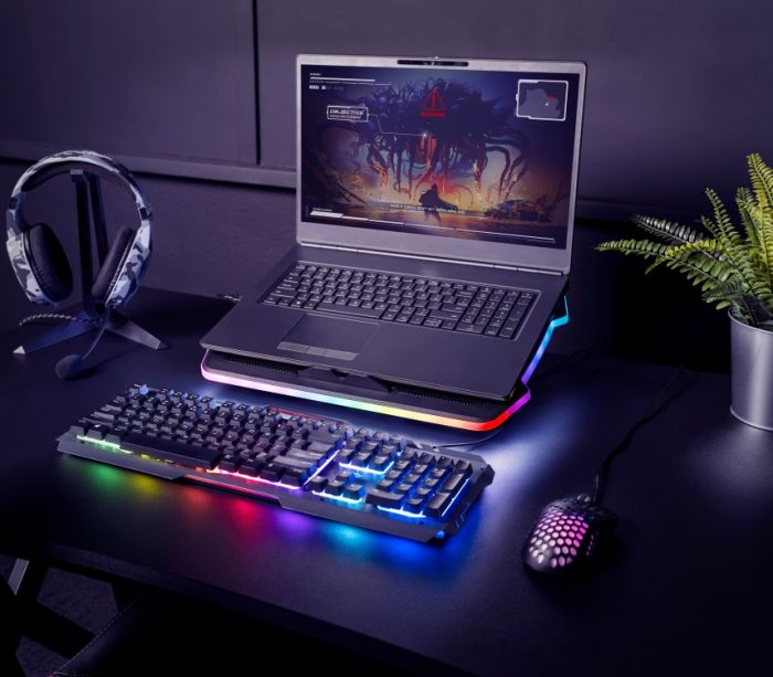 Підставка для ноутбука Trust GXT 1126 Aura (17") RGB Black