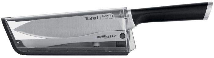 Кухонний ніж кухарський Tefal Eversharp, довжина леза 16,5 см, нерж.сталь, чохол-точилка