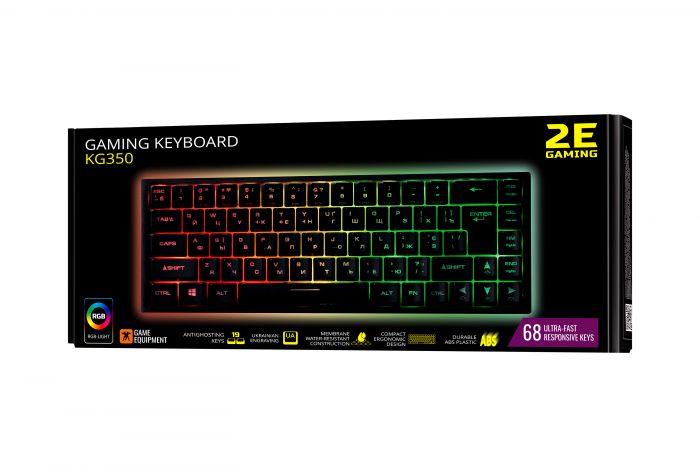 Клавіатура 2E GAMING KG350 RGB 68key USB Black UKR