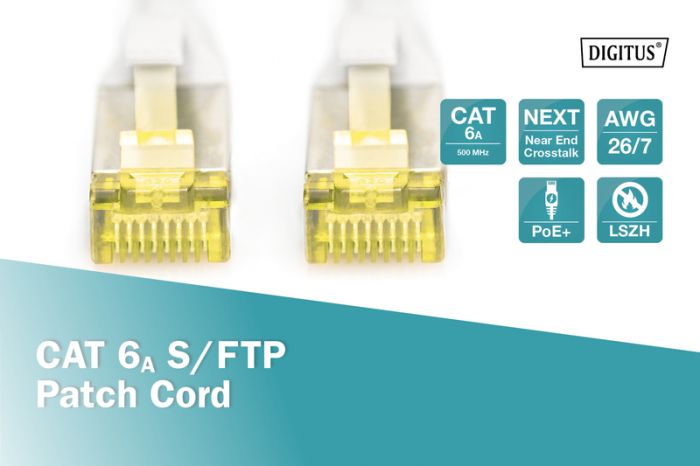 Патч-корд DIGITUS CAT 6a S-FTP, 15м, AWG 26/7 сірого кольору