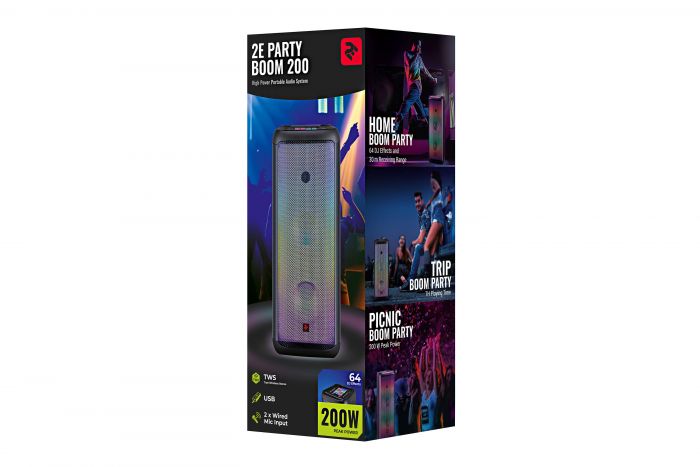 Акустична система 2E PARTY BOOM 200 TWS, USB, Full LED, DJ Effects, Wireless