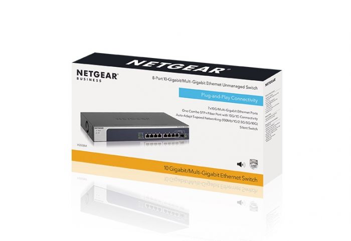 Комутатор NETGEAR XS508M 7x100M/1G/2.5G/5G/10G, 1x10G/1G SFP+ combo, некерований