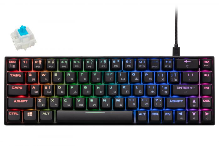 Клавіатура 2E GAMING KG370 RGB 68key Gateron Blue Switch USB Black UKR