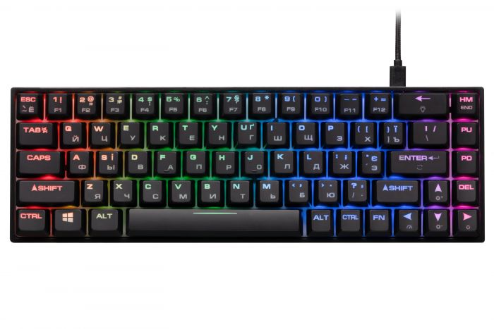 Клавіатура 2E GAMING KG370 RGB 68key Gateron Blue Switch USB Black UKR