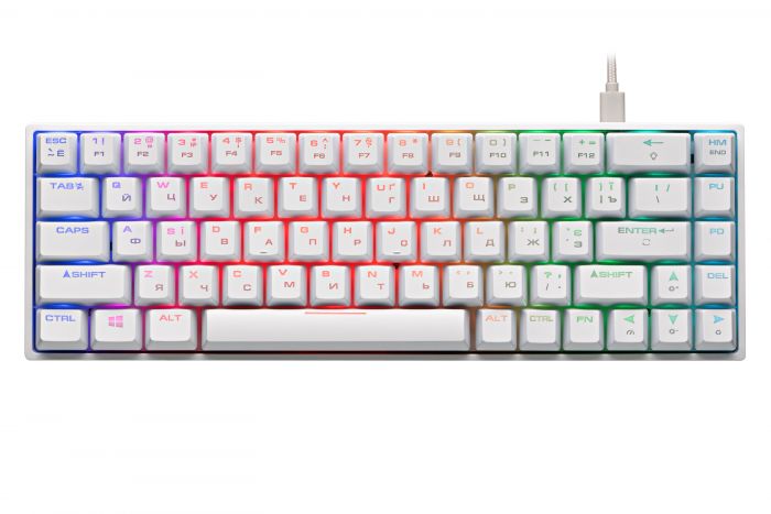 Клавіатура 2E GAMING KG370 RGB 68key Gateron Blue Switch USB White UKR