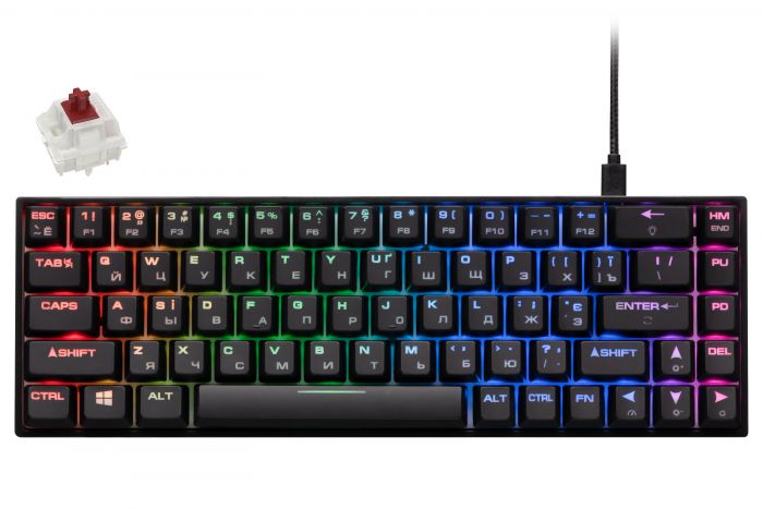 Клавіатура 2E GAMING KG370 RGB 68key Gateron Brown Switch USB Black UKR