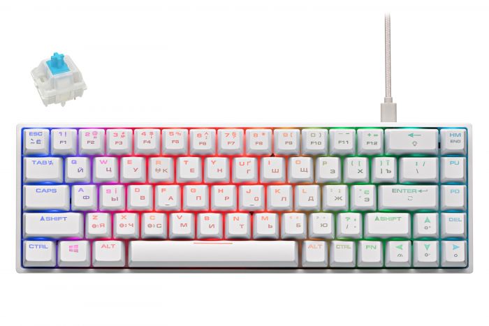 Клавіатура 2E GAMING KG380 RGB 68key Gateron Blue Switch BT/USB White UKR