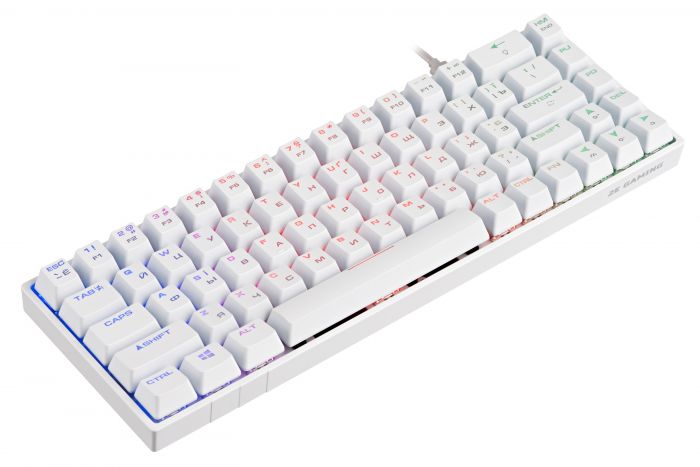 Клавіатура 2E GAMING KG370 RGB 68key Gateron Red Switch USB White UKR