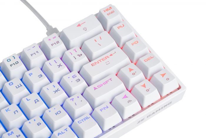 Клавіатура 2E GAMING KG370 RGB 68key Gateron Red Switch USB White UKR