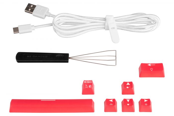 Клавіатура 2E GAMING KG370 RGB 68key Gateron Red Switch USB White UKR