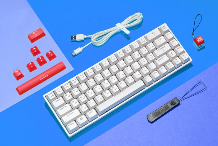 Клавіатура 2E GAMING KG370 RGB 68key Gateron Red Switch USB White UKR