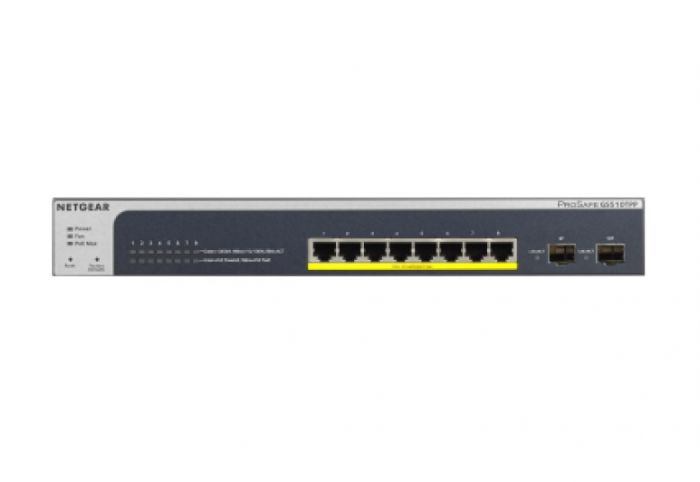 Комутатор NETGEAR GS510TPP 8x1GE PoE+(190Вт), 2xSFP, керований