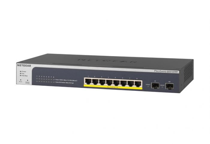 Комутатор NETGEAR GS510TPP 8x1GE PoE+(190Вт), 2xSFP, керований