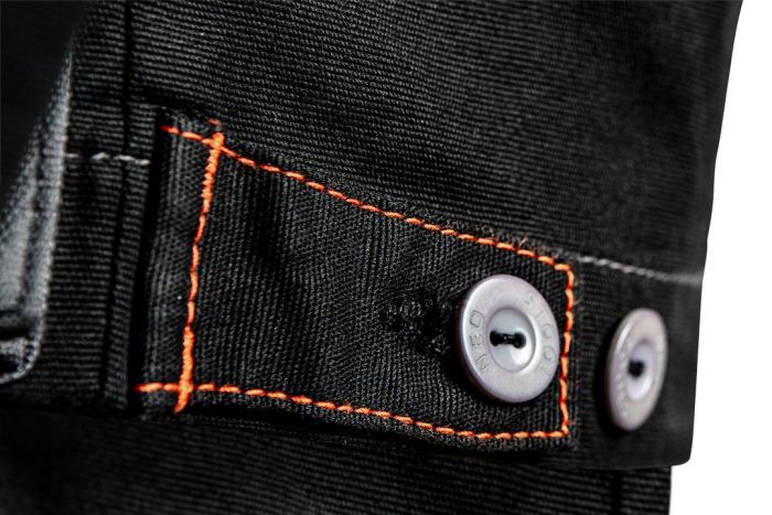 Куртка робоча NEO HD Slim, розмір S (48), 285 г/м2, еластан з посиленою тканиною Oxford, світлоповертаючі елементи, високий комір, еластичні манжети, багатофункціональні кишені, чорно-сіра