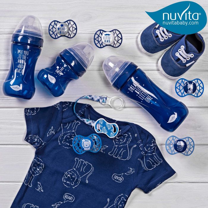 Пустушка симетрична Nuvita NV7085 Air55 Cool 6m+ "LOVE" блакитно-синя