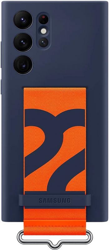 Чохол Samsung Silicone with Strap Cover для смартфону Galaxy S22 Ultra (S908) Navy