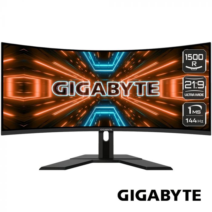 Монітор LCD GIGABYTE 34" G34WQC-A, 2xHDMI, 2xDP, MM, VA, 3440x1440, 144Hz, 1mc, 120%sRGB, CURVED, FreeSync, HDR400