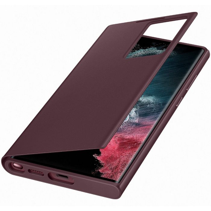 Чохол Samsung Smart Clear View Cover для смартфону Galaxy S22 Ultra (S908) Burgundy