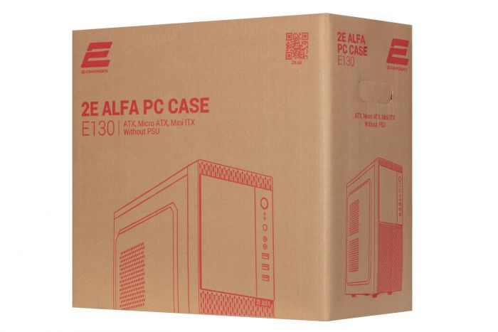 Корпус 2E ALFA (E130) MidT,2xUSB2.0,1xUSB3.0,1х80мм,сталь з перфорацією(бічна панель),без БЖ,чорний