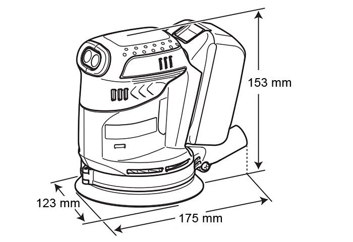 Шліфмашина ексцентрикова Makita DBO180Z акумуляторна, 18В, 125мм, 7000/9500/11000 об/хв, 1.7 кг, SOLO