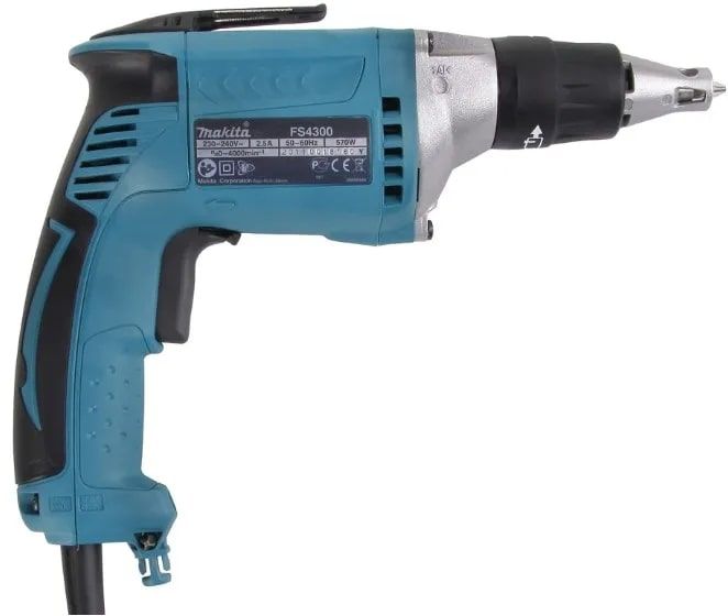 Шурупокрут для гіпсокартону Makita FS4300JX2, 570Вт, 4000 об/хв, 10-16Нм, 1.4кг, Makpac + аксесуари