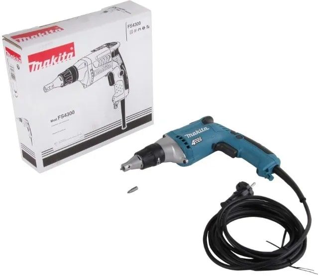 Шурупокрут для гіпсокартону Makita FS4300JX2, 570Вт, 4000 об/хв, 10-16Нм, 1.4кг, Makpac + аксесуари